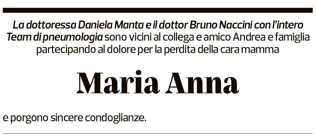 Annuncio funebre Maria Anna Azzola