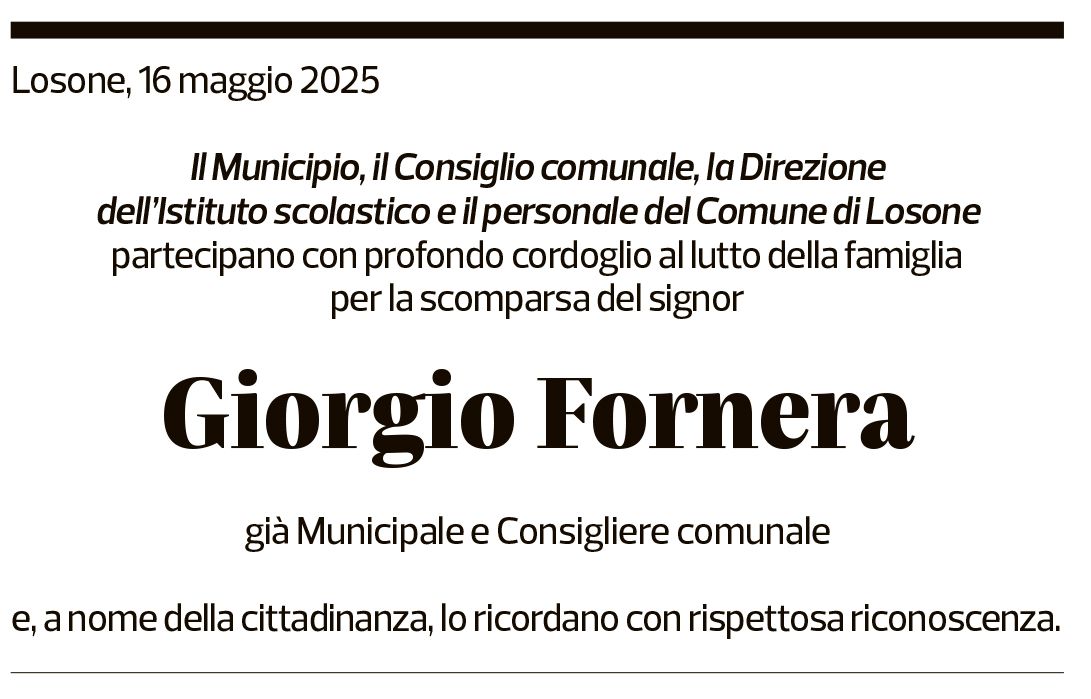 Annuncio funebre Giorgio Fornera