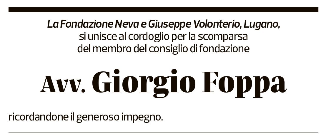 Annuncio funebre Giorgio Foppa