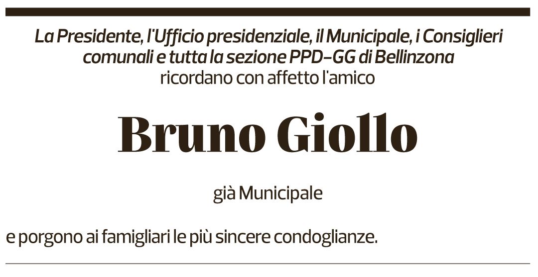 Annuncio funebre Bruno Giollo