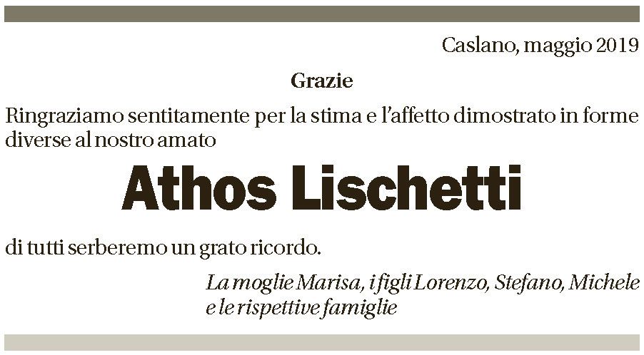 Annuncio funebre Athos Lischetti