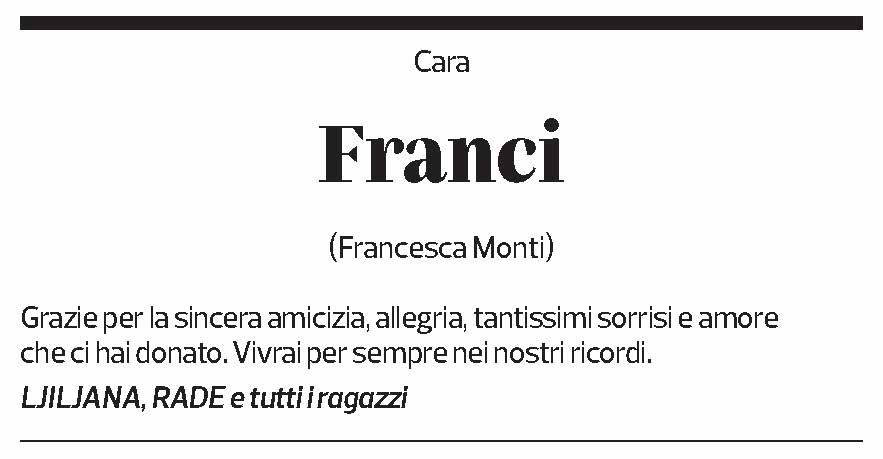 Annuncio funebre Francesca Monti