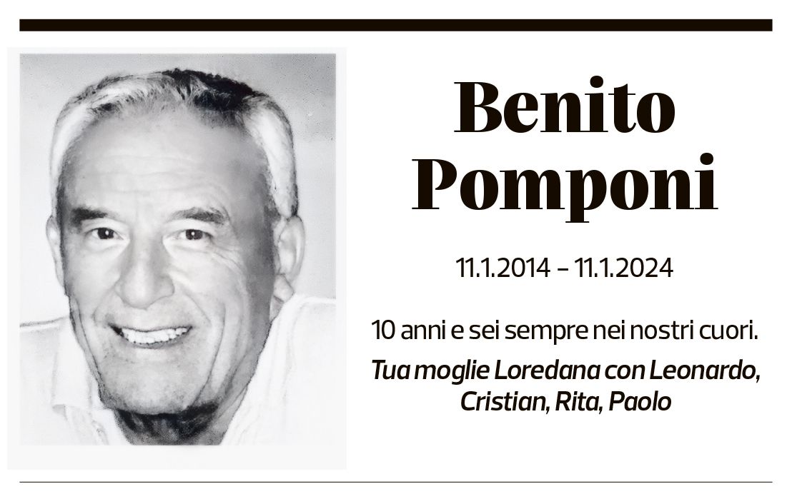 Annuncio funebre Benito Pomponi