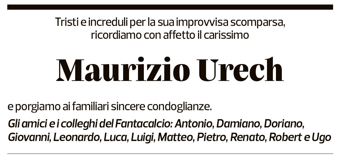 Annuncio funebre Maurizio Urech