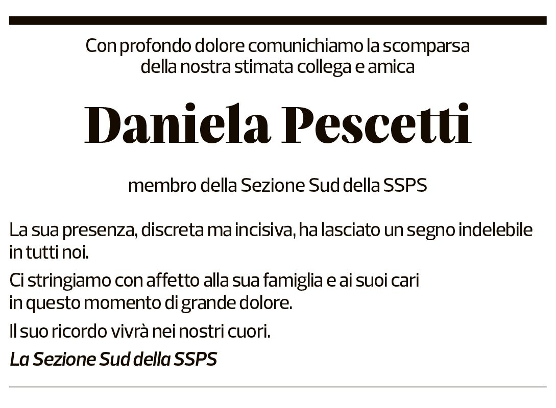 Annuncio funebre Daniela Pescetti