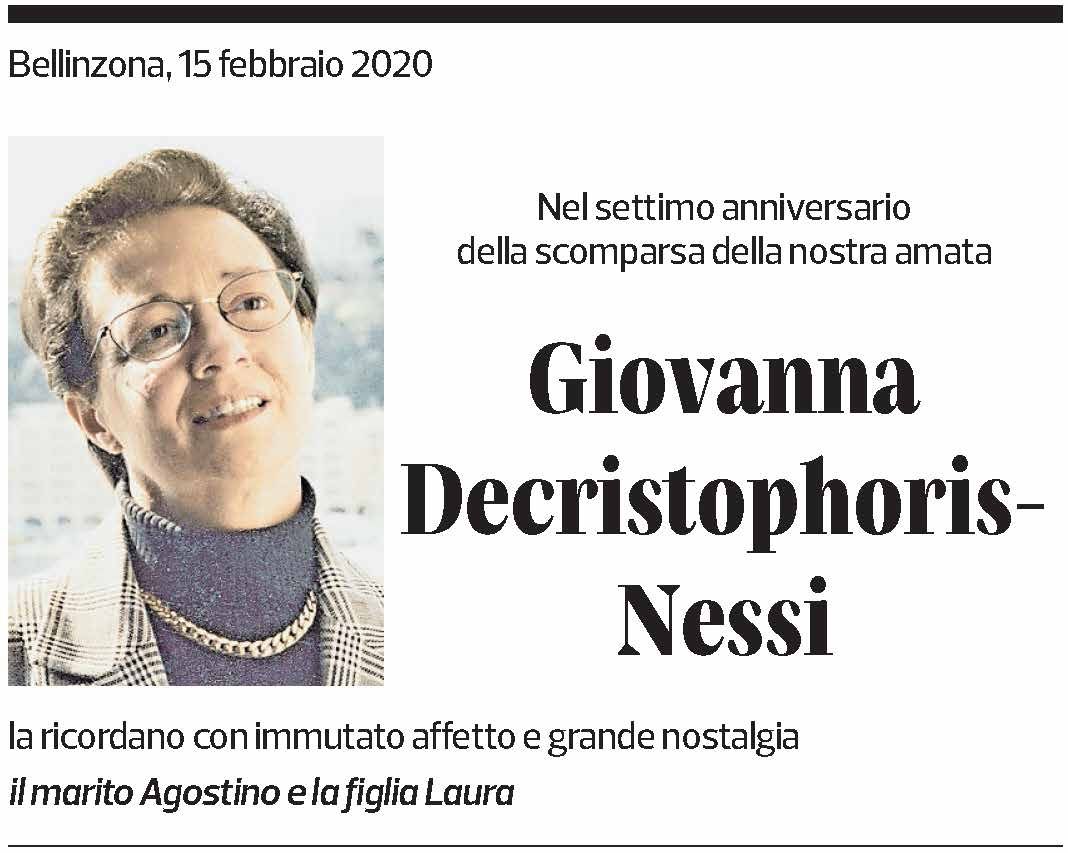 Annuncio funebre Giovanna Decristophoris-nessi
