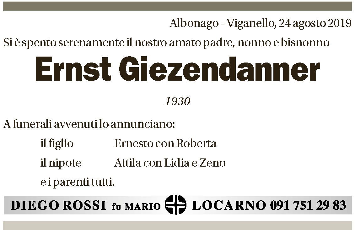 Annuncio funebre Ernst Giezendanner