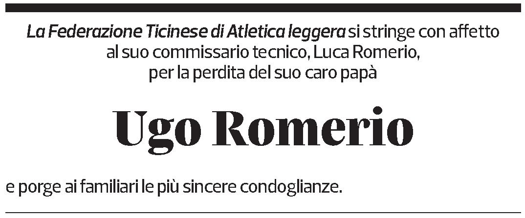 Annuncio funebre Ugo Romerio