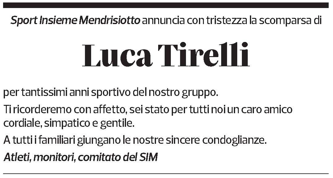 Annuncio funebre Luca Tirelli