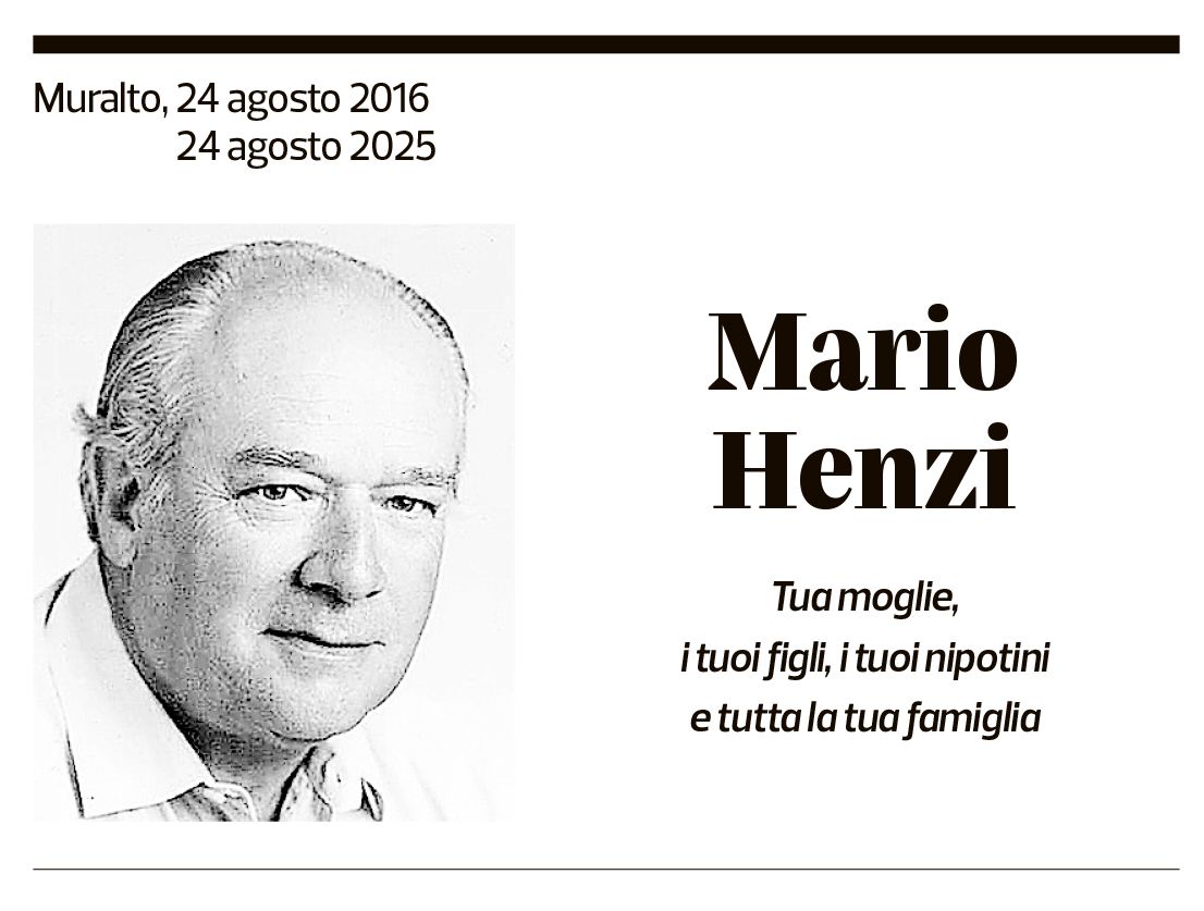 Annuncio funebre Mario Henzi