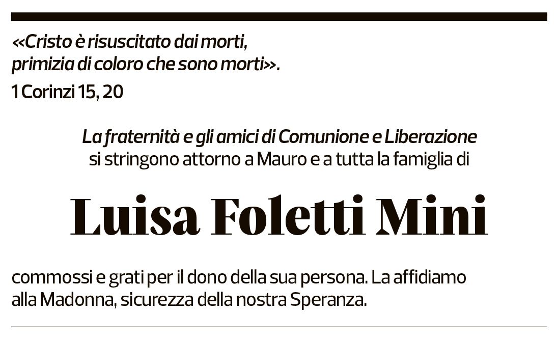 Annuncio funebre Luisa Foletti Mini