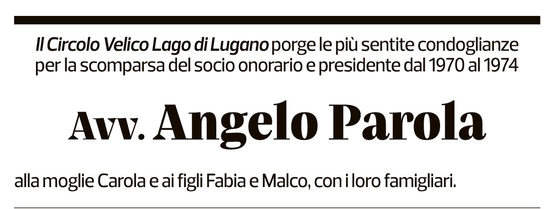 Annuncio funebre Angelo Parola