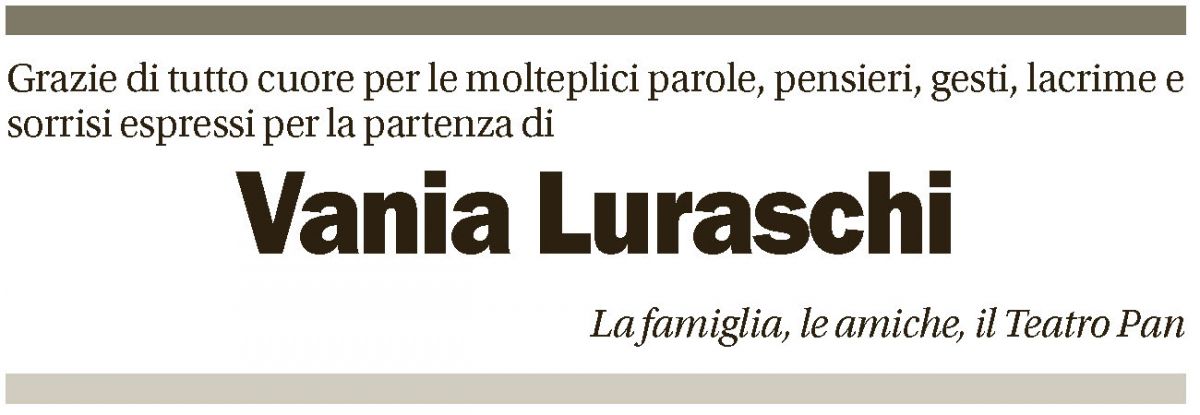 Annuncio funebre Vania Luraschi