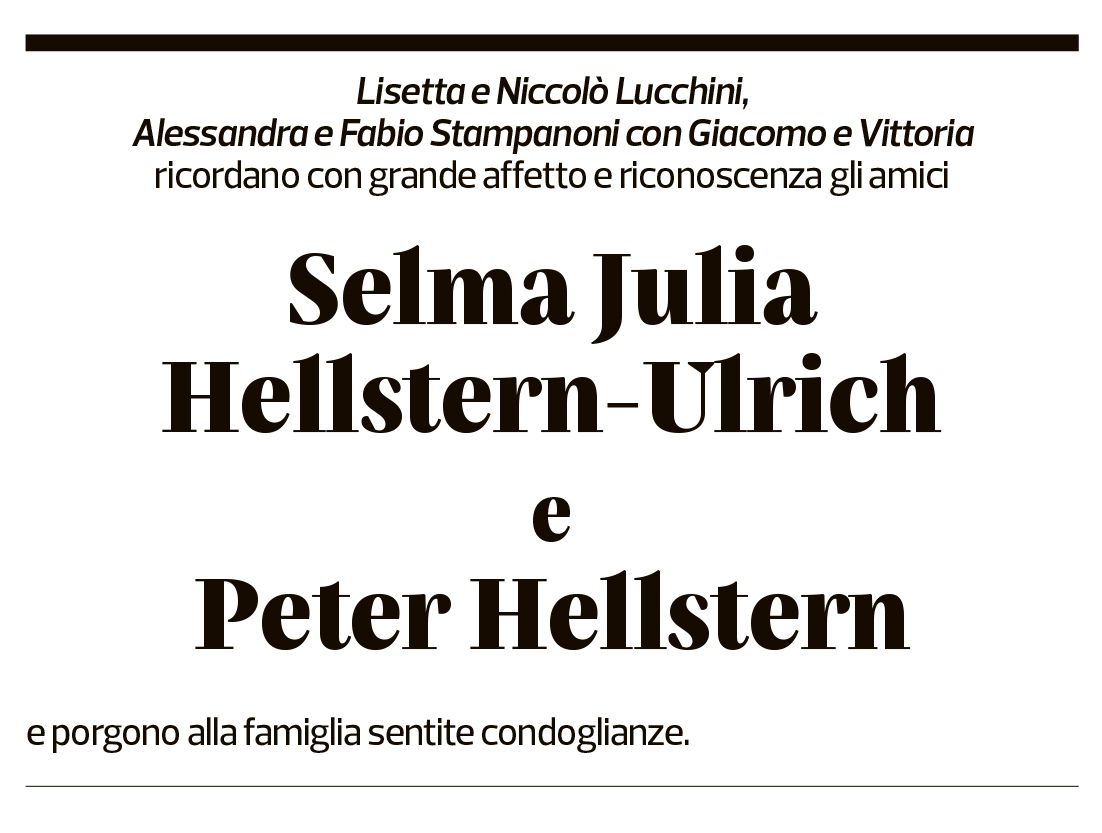 Annuncio funebre Peter Hellstern