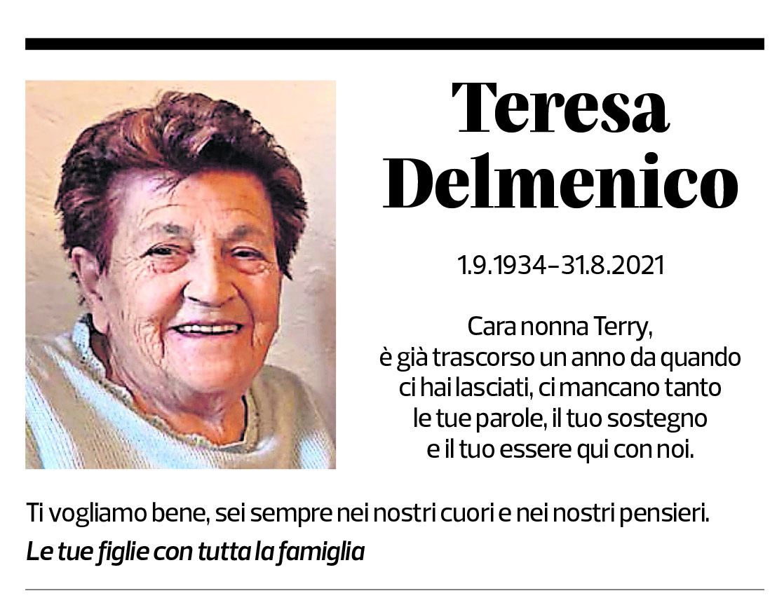 Annuncio funebre Teresa Delmenico