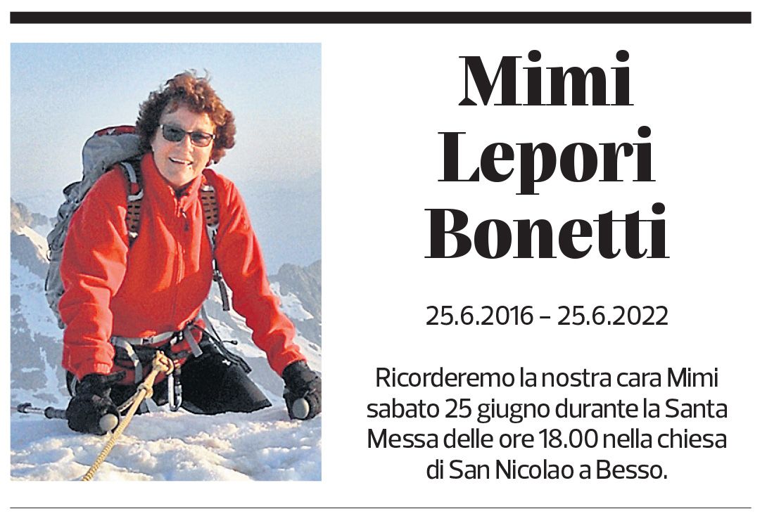 Annuncio funebre Mimi Lepori Bonetti