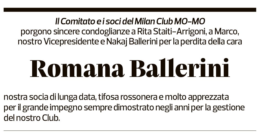 Annuncio funebre Romana Ballerini