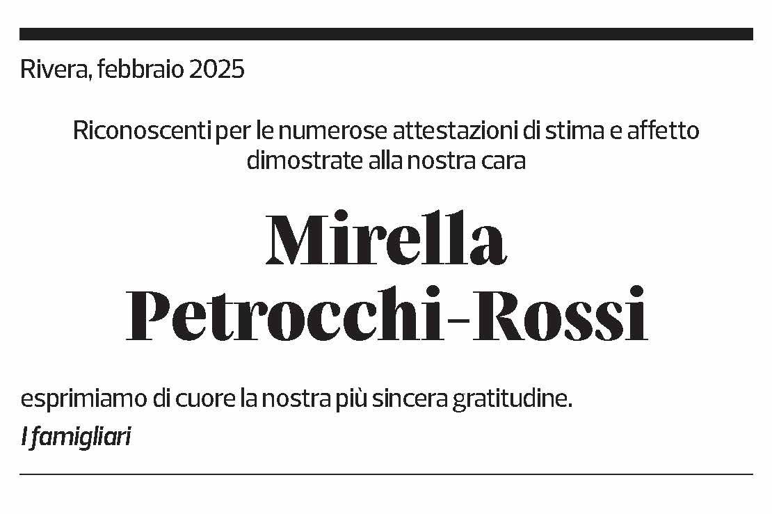 Annuncio funebre Mirella Petrocchi-rossi