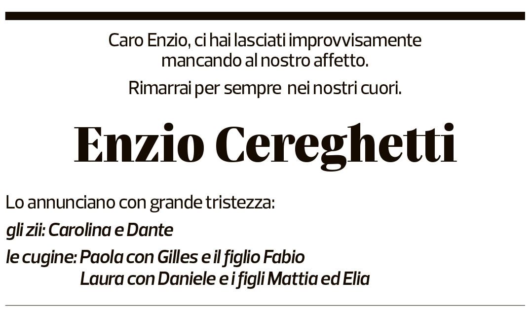 Annuncio funebre Enzio Cereghetti