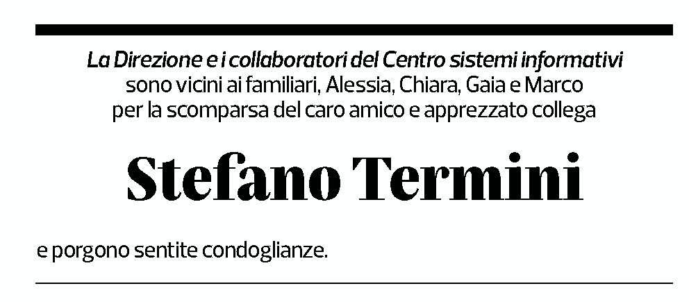 Annuncio funebre Stefano Termini