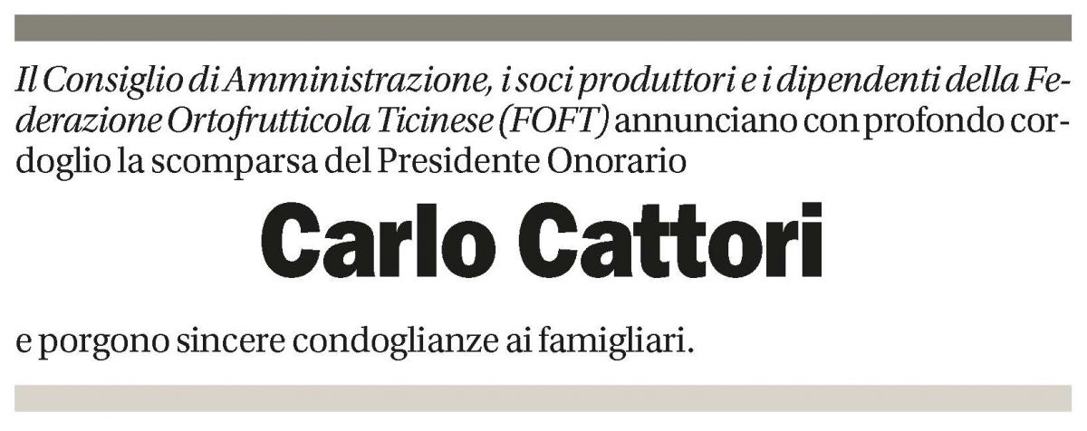 Annuncio funebre Carlo Cattori