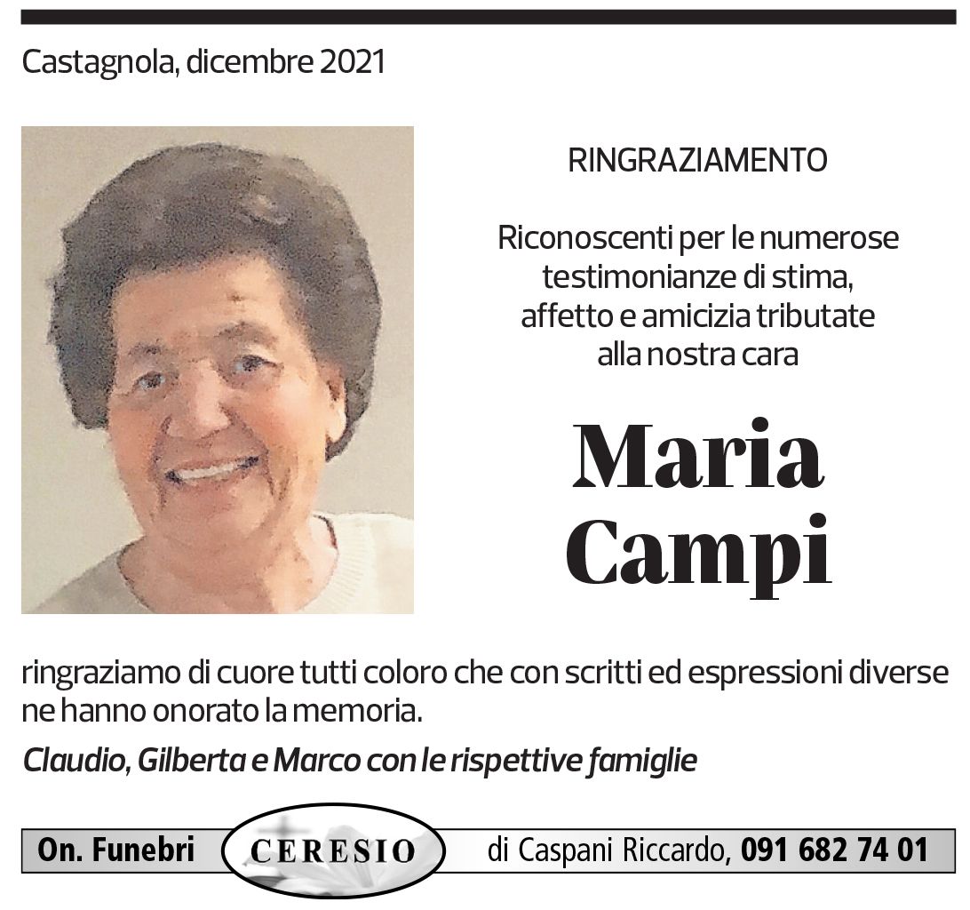 Annuncio funebre Maria Campi