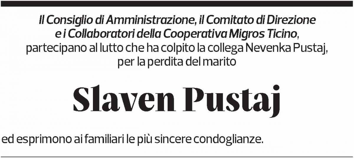 Annuncio funebre Slaven Pustaj