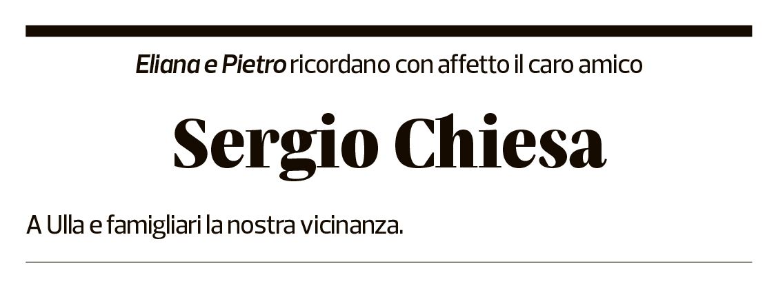 Annuncio funebre Sergio Chiesa