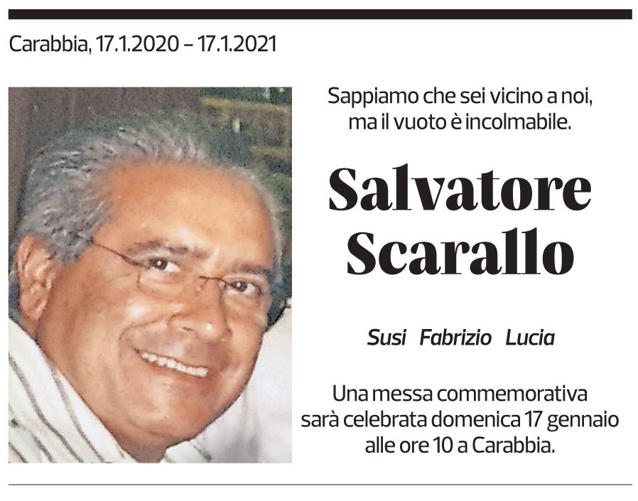 Annuncio funebre Salvatore Scarallo