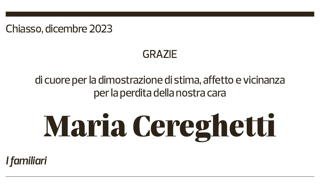 Annuncio funebre Maria Cereghetti