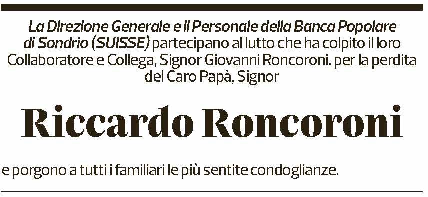 Annuncio funebre Riccardo Roncoroni