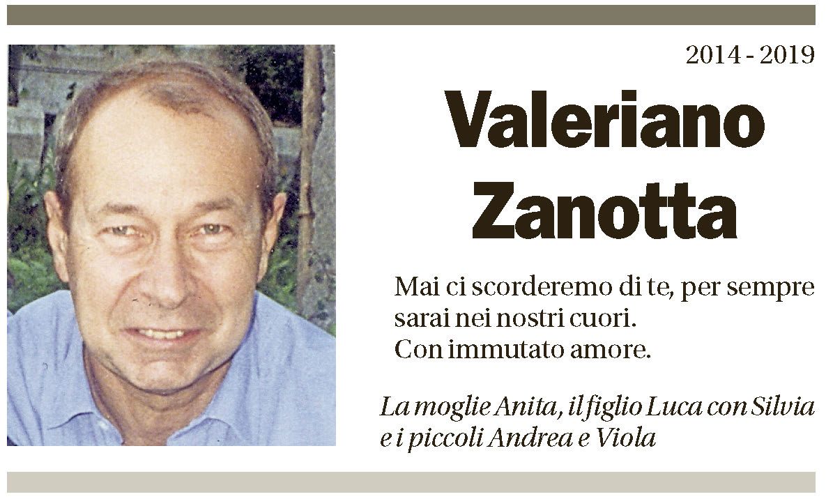 Annuncio funebre Valeriano Zanotta