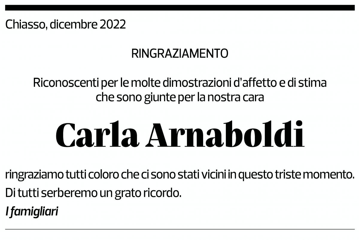 Annuncio funebre Carla Arnaboldi