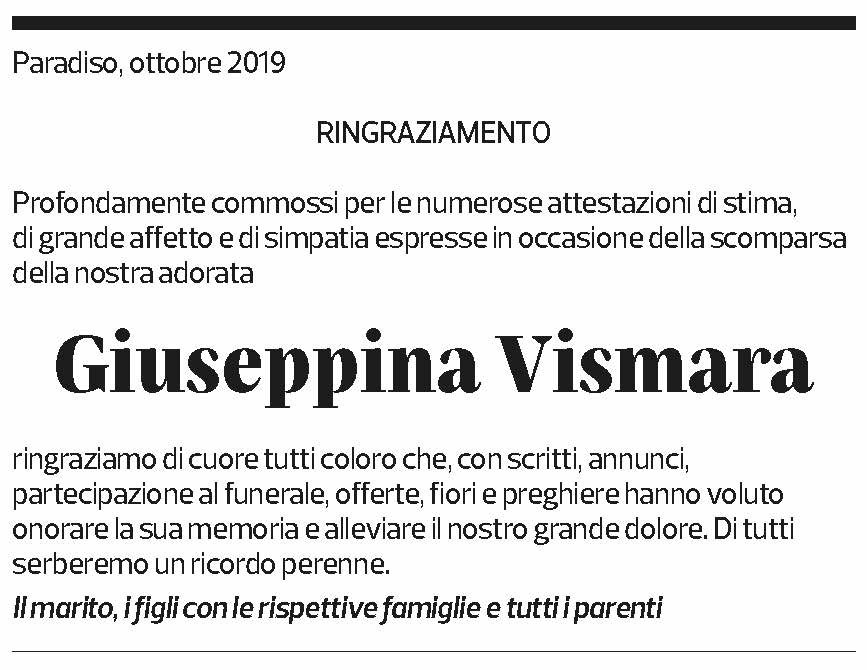Annuncio funebre Giuseppina Vismara