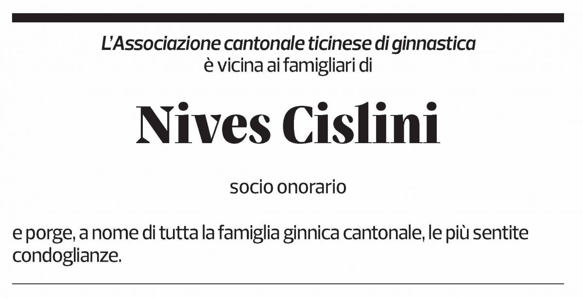 Annuncio funebre Nives Cislini