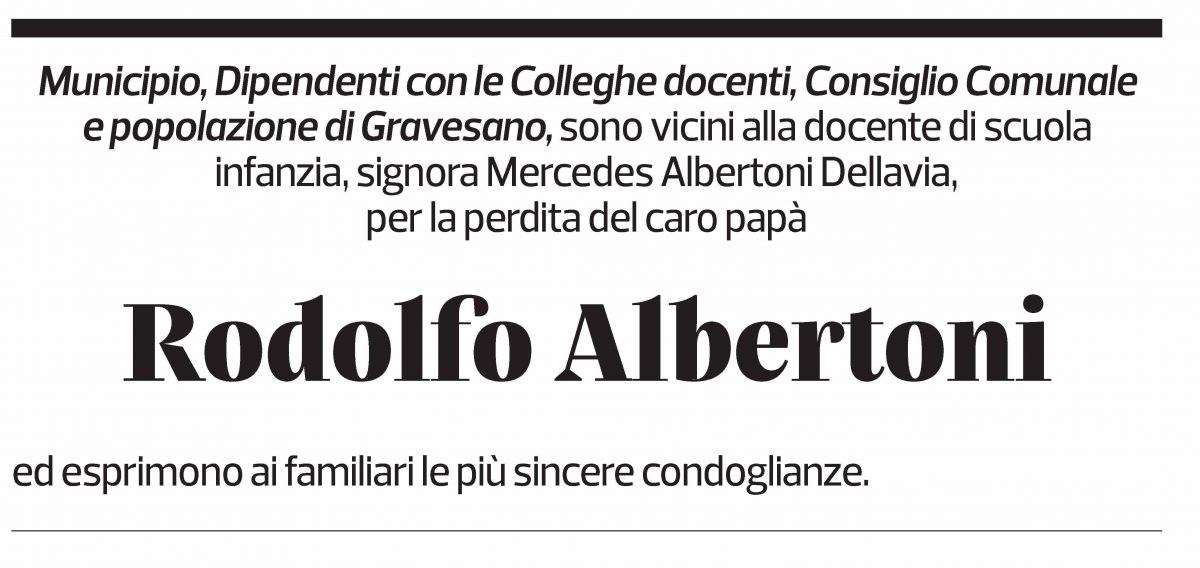 Annuncio funebre Rodolfo Albertoni