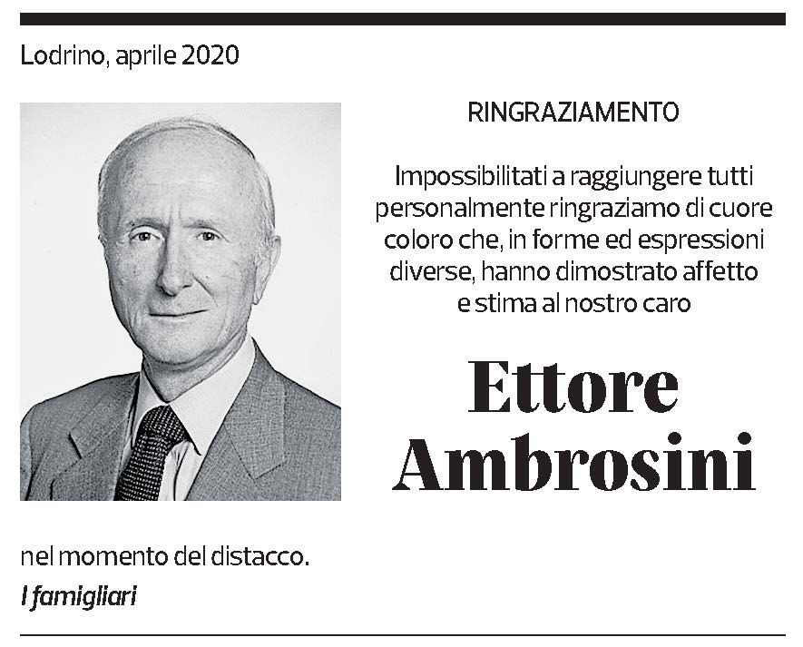 Annuncio funebre Ettore Ambrosini