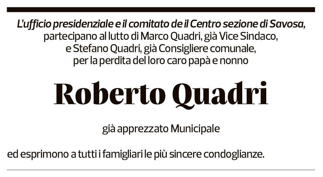 Annuncio funebre Roberto Quadri