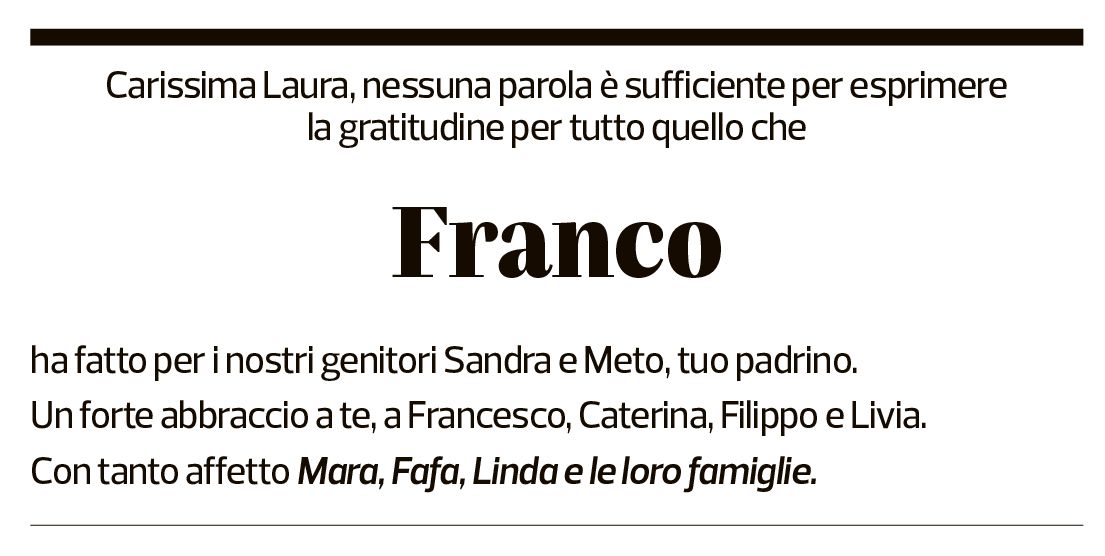 Annuncio funebre Franco Tanzi