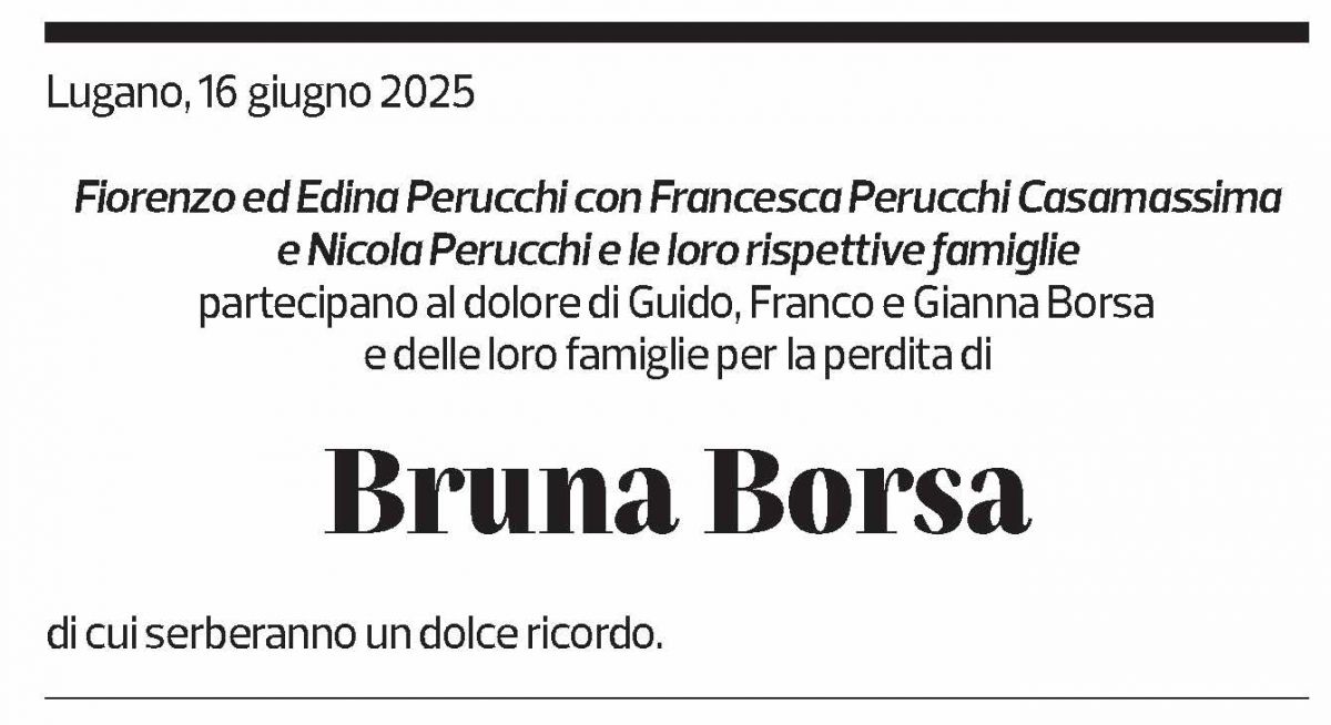 Annuncio funebre Bruna Borsa