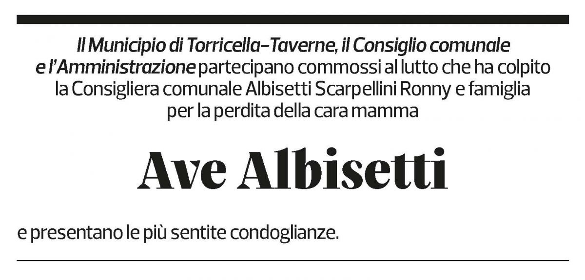 Annuncio funebre Ave Albisetti