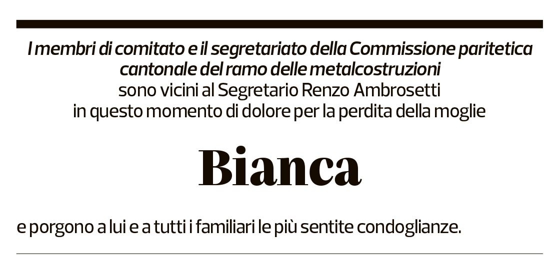 Annuncio funebre Bianca Ambrosetti