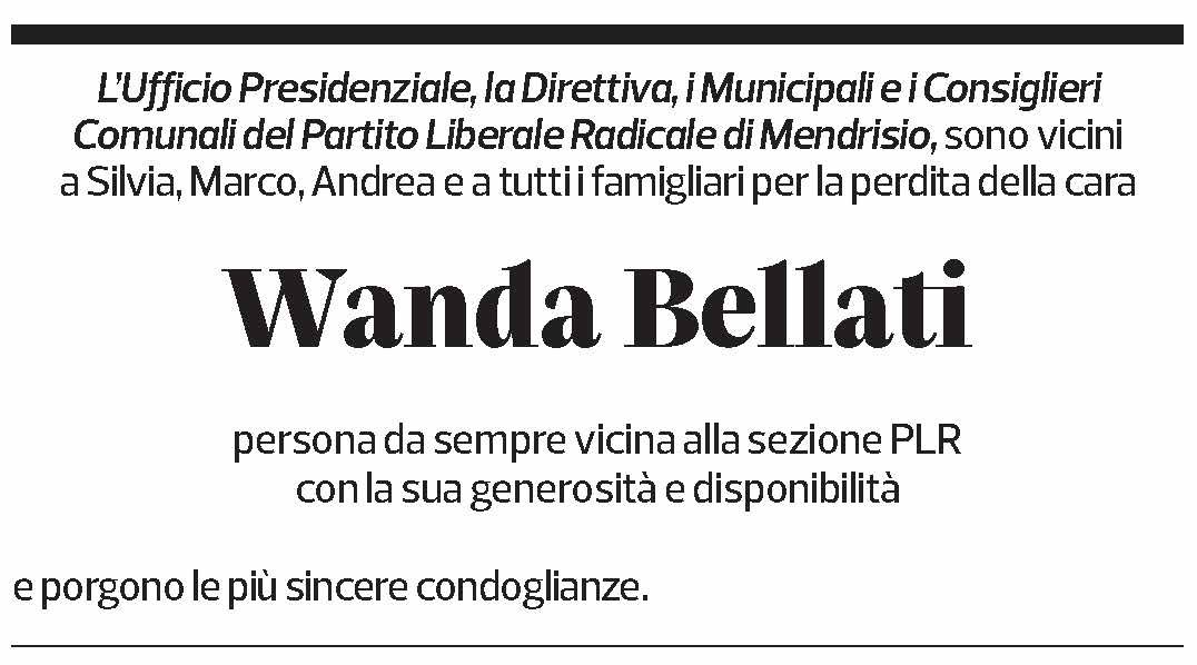 Annuncio funebre Wanda Bellati