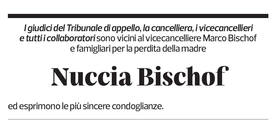 Annuncio funebre Nuccia Bischof