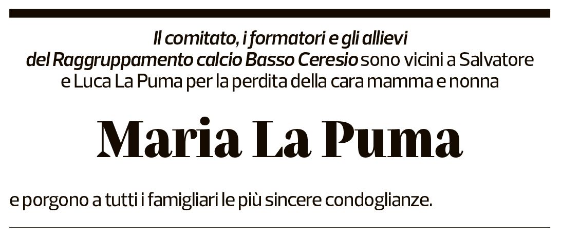 Annuncio funebre Maria La Puma