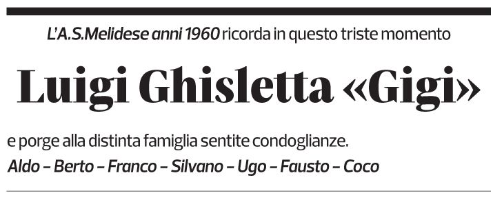 Annuncio funebre Luigi Ghisletta