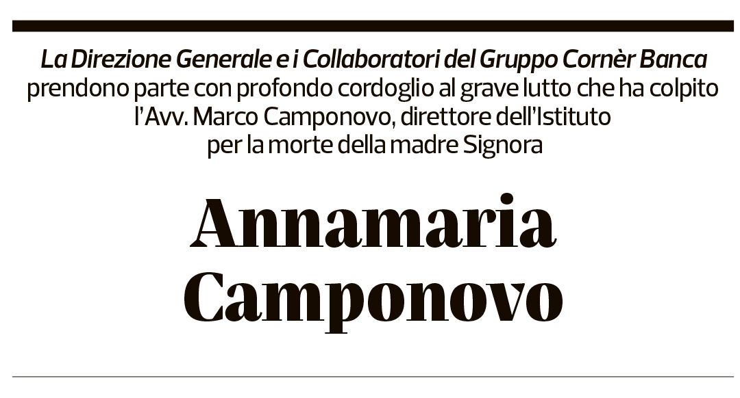 Annuncio funebre Annamaria Camponovo