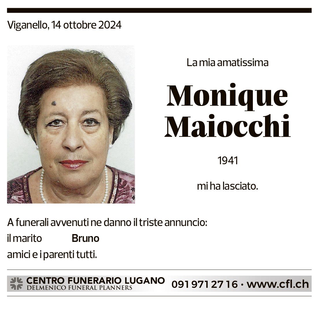 Annuncio funebre Monique Maiocchi