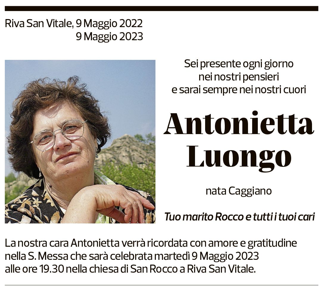 Annuncio funebre Antonietta Luongo