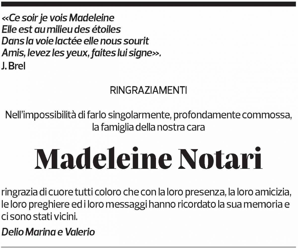 Annuncio funebre Madeleine Notari